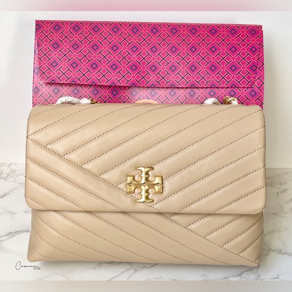 ❌SOLD❌ New Tory Burch Kira Leather Convertible Shoulder Bag Beige - Picture 2 of 10